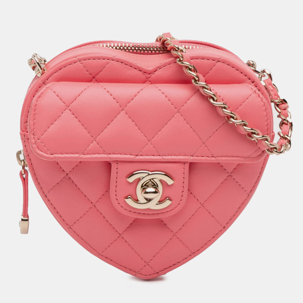 Chanel Pink Mini Lambskin CC in Love Heart Crossbody Chanel Pink Mini Lambskin CC in Love Heart Crossbody