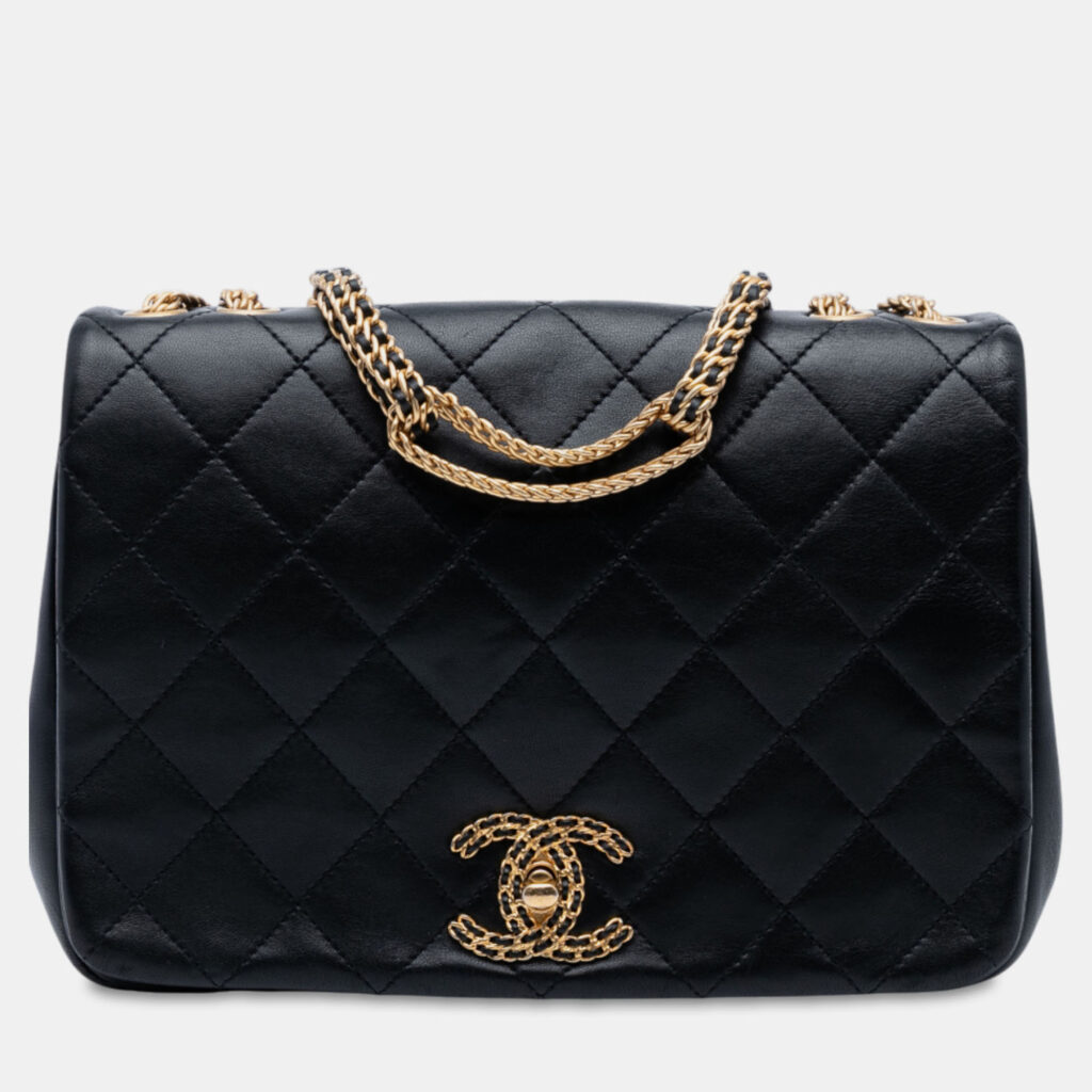 Chanel Black Quilted Lambskin On And On Chain Flap Chanel Black Quilted Lambskin On And On Chain Flap