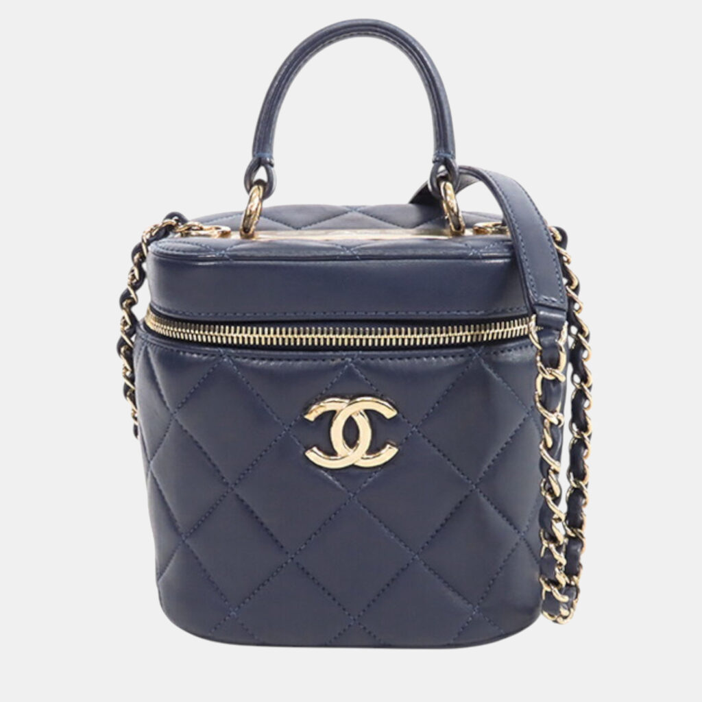Chanel Navy Blue Quilted Lambskin Trendy CC Vanity Case Chanel Navy Blue Quilted Lambskin Trendy CC Vanity Case