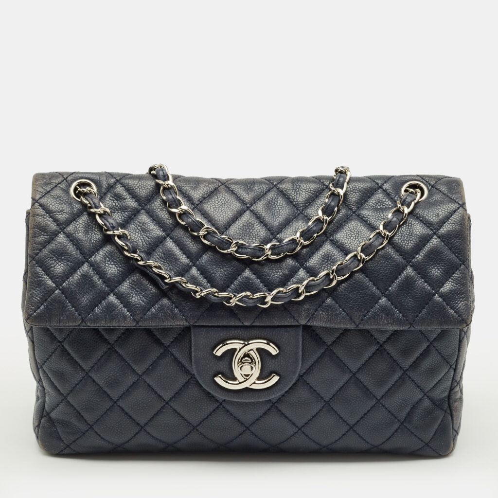 Chanel Navy Blue Quilted Leather Maxi CC Crave Flap Bag