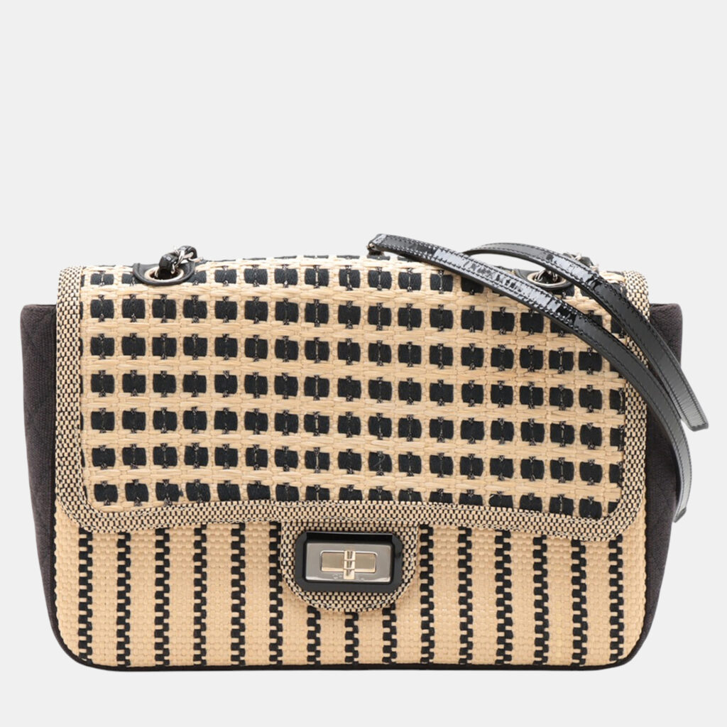 Chanel Brown Woven Raffia Cannes Mademoiselle Single Flap