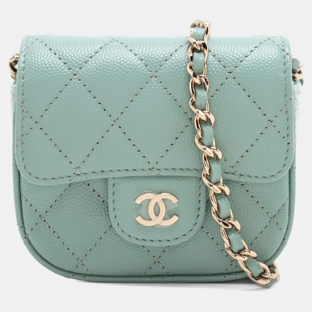 Chanel Blue Mini Classic Caviar Clutch With Chain Chanel Blue Mini Classic Caviar Clutch With Chain