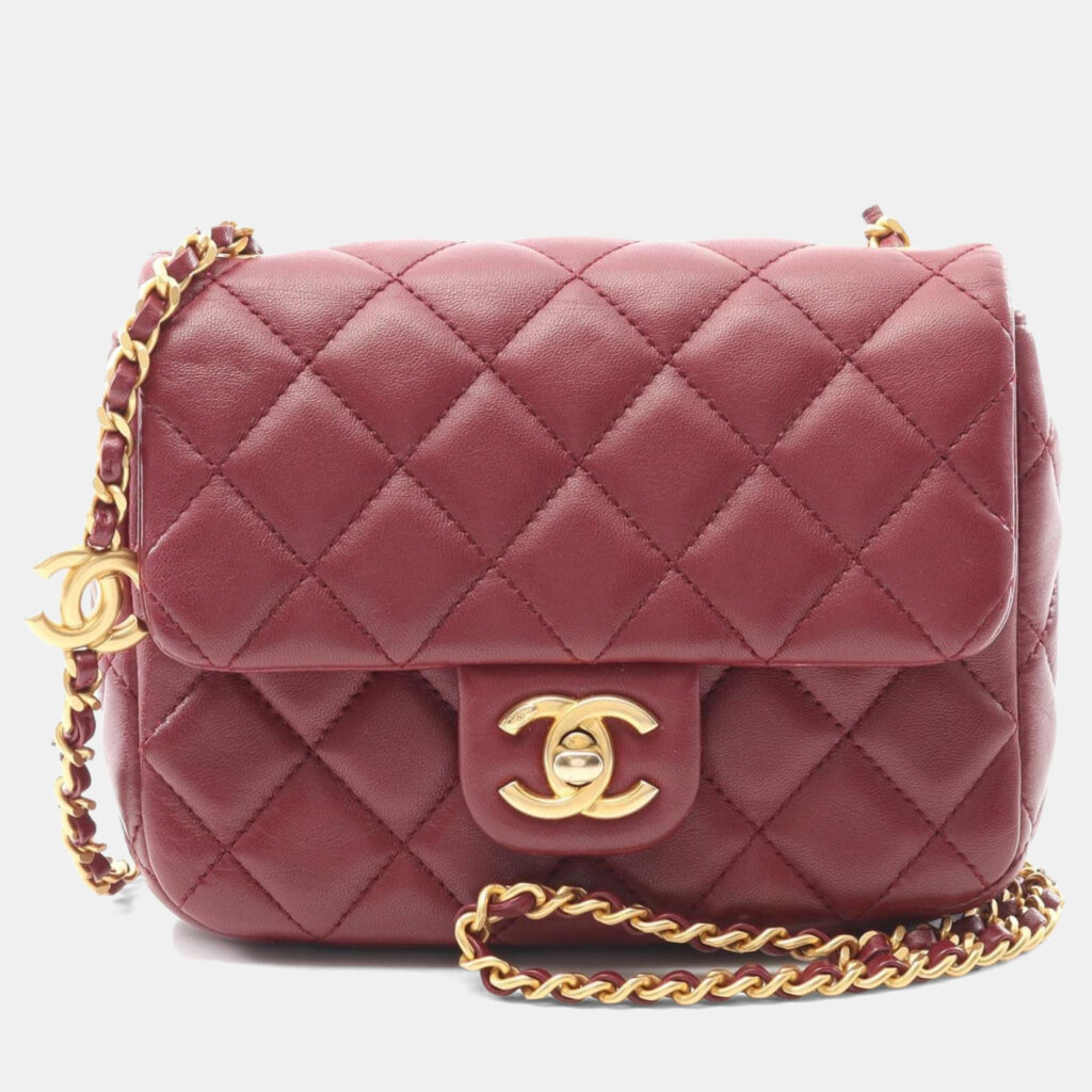 Chanel Mini Matelasse Bordeaux Lambskin Leather Shoulder Bag Chanel Mini Matelasse Bordeaux Lambskin Leather Shoulder Bag
