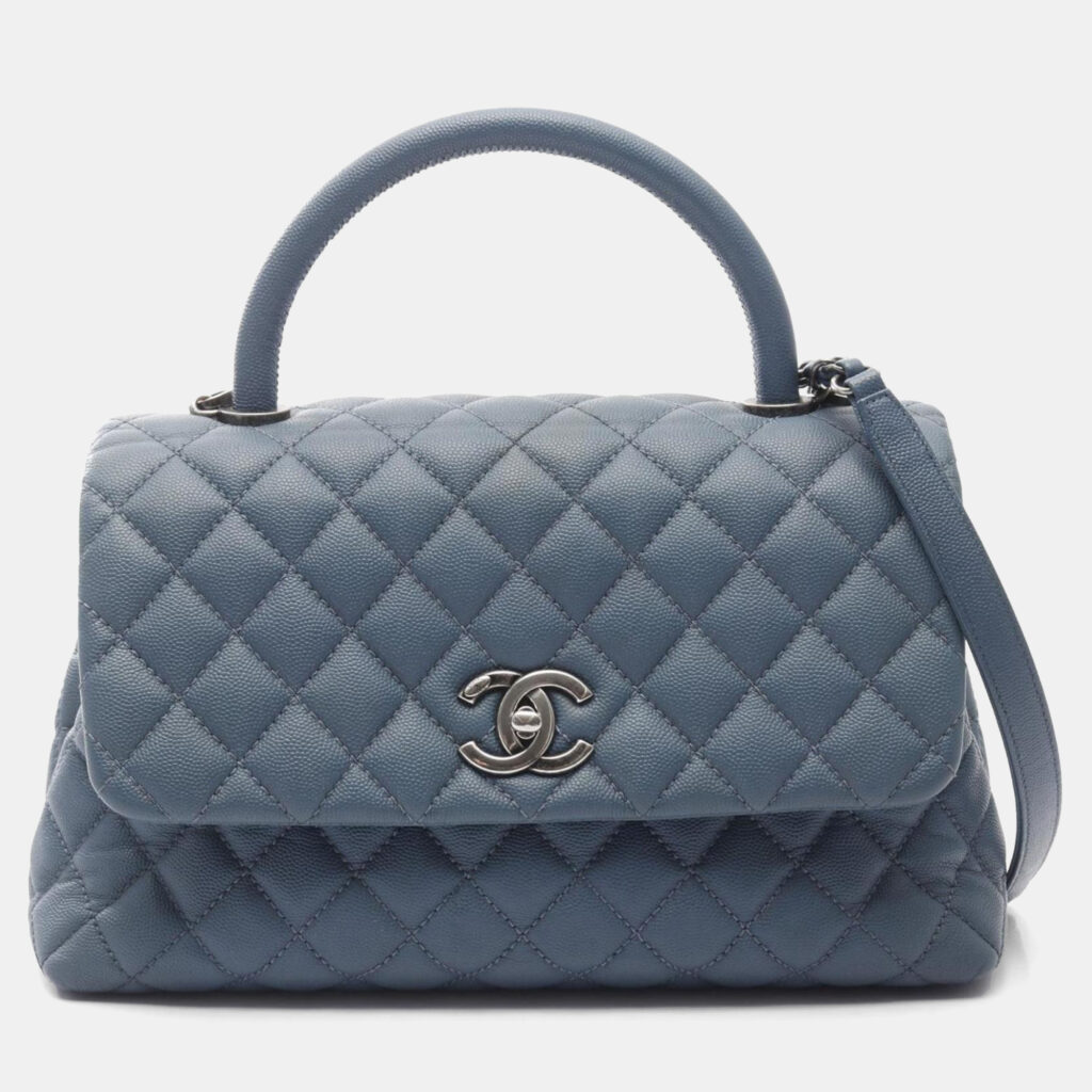 Chanel Coco Handle 29 Flap Matelasse Handbag Caviar Skin Grained Calf Blue Chanel Coco Handle 29 Flap Matelasse Handbag Caviar Skin Grained Calf Blue