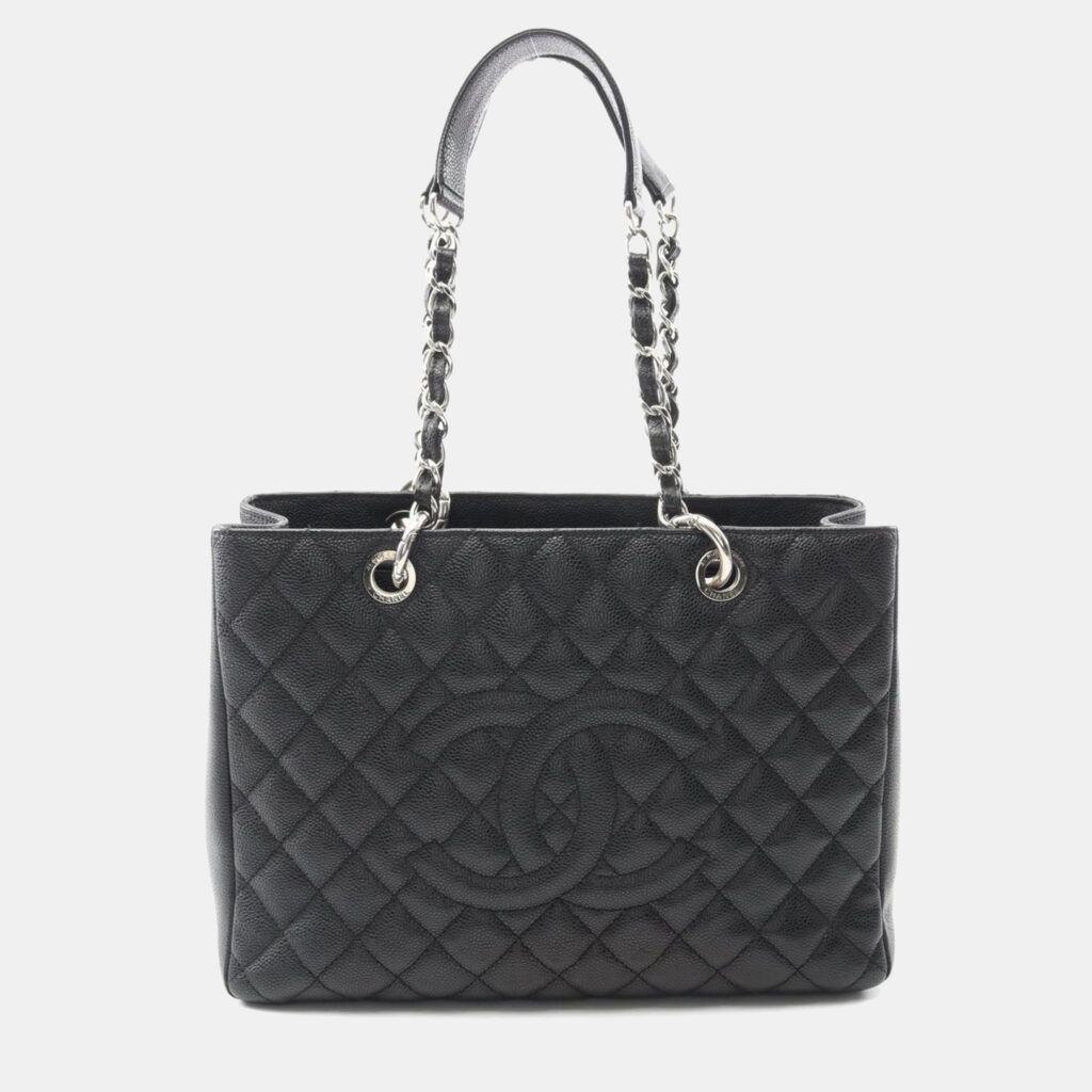 Chanel Matelasse Grand Shopping Gst Tote Bag In Calfskin Leather Black Chanel Matelasse Grand Shopping Gst Tote Bag In Calfskin Leather Black