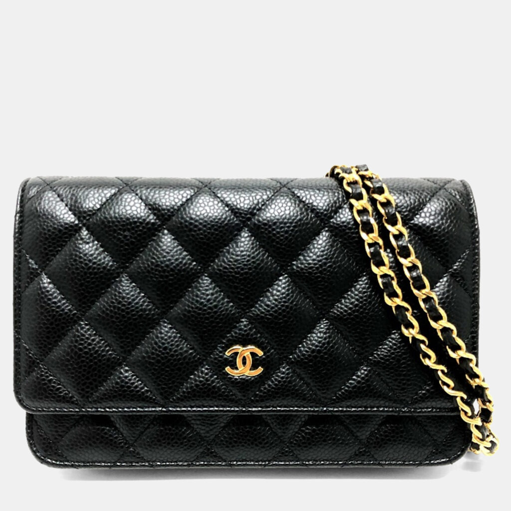 Chanel Coco Mark Classic Long Wallet Matelasse Chain Shoulder Bag Caviar Skin Black Chanel Coco Mark Classic Long Wallet Matelasse Chain Shoulder Bag Caviar Skin Black