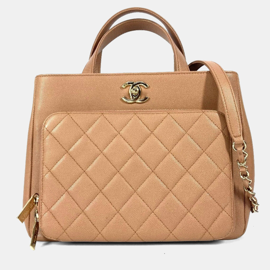 Chanel Cc Coco Mark Matelasse Affinity Small Bag Tote Chain Caviar Skin Beige Chanel Cc Coco Mark Matelasse Affinity Small Bag Tote Chain Caviar Skin Beige