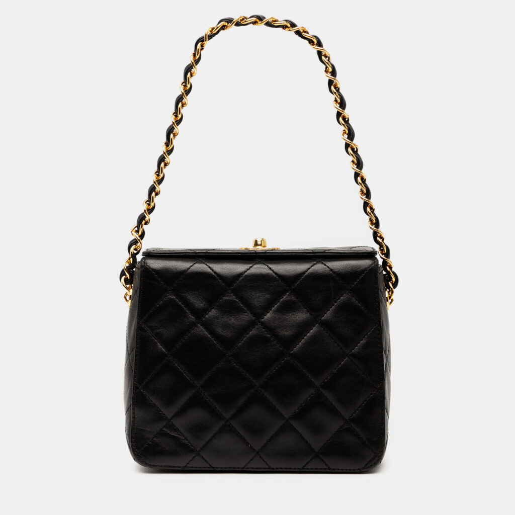 Chanel Black CC Quilted Lambskin Turnlock Handbag