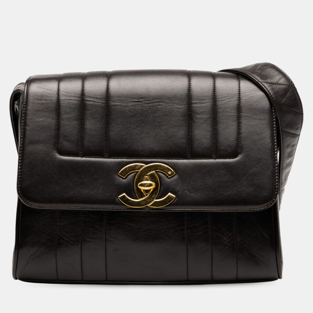 Chanel Black Vertical Quilt Lambskin Flap