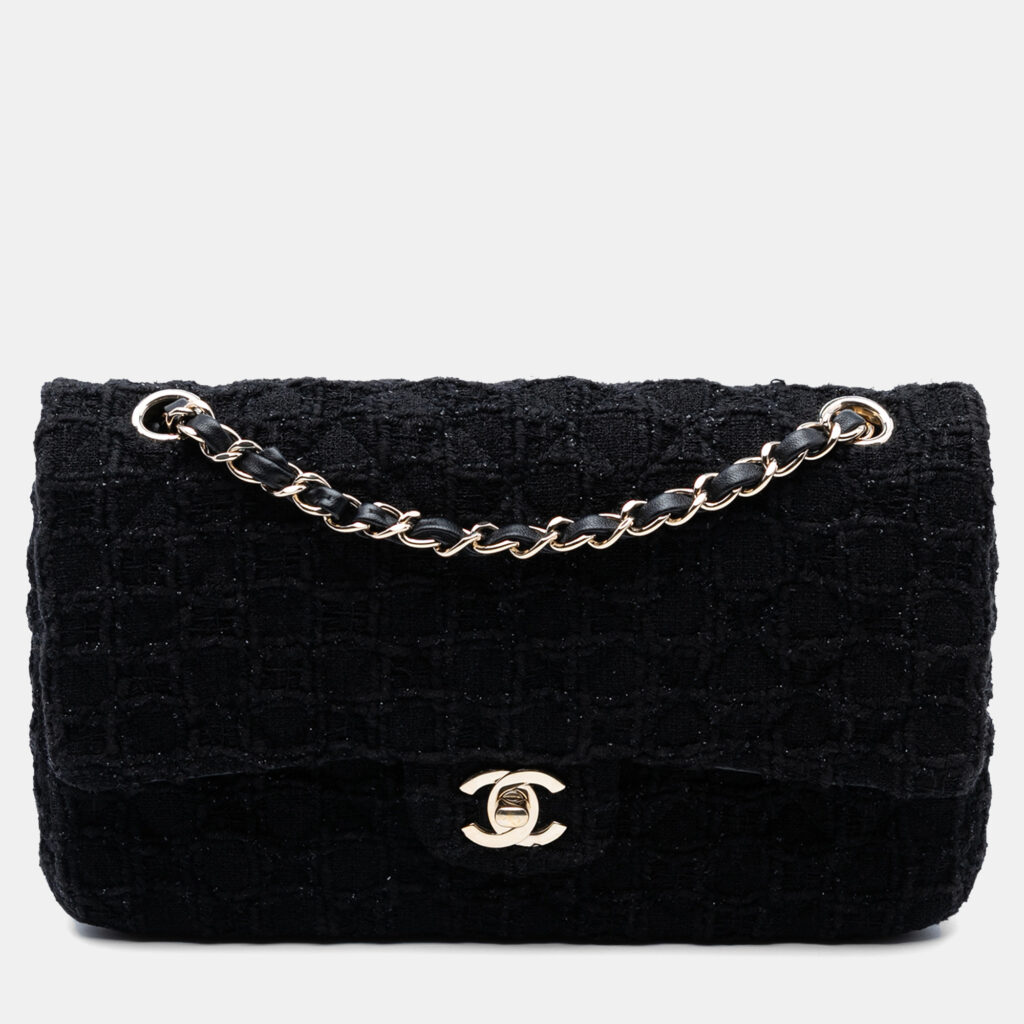 Chanel Black Medium Classic Tweed Single Flap