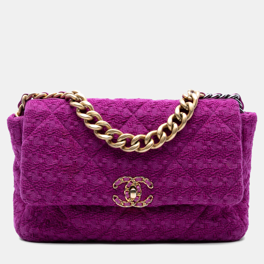 luxury-women-chanel-used-handbags-p1236426-007-1.jpg Chanel Purple Large Tweed 19 Flap