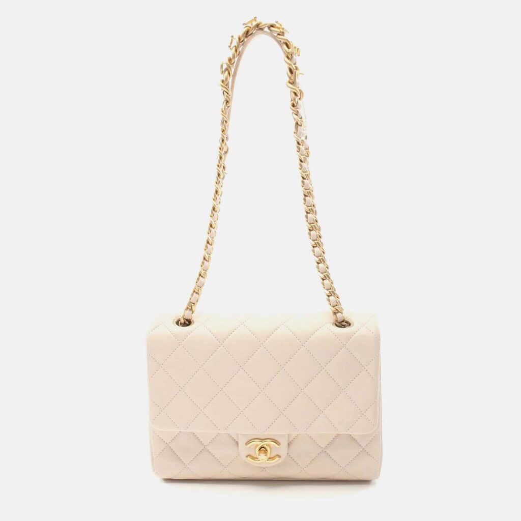 Chanel Flap Beige Leather Shoulder Bag
