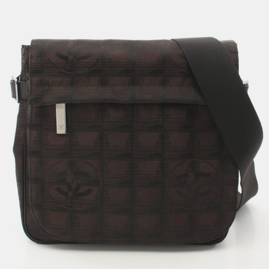 Chanel Travel Line Brown Nylon Shoulder Bag Chanel Travel Line Brown Nylon Shoulder Bag