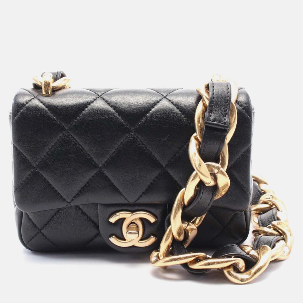Chanel Funky Town Small Black Leather Flap Bag