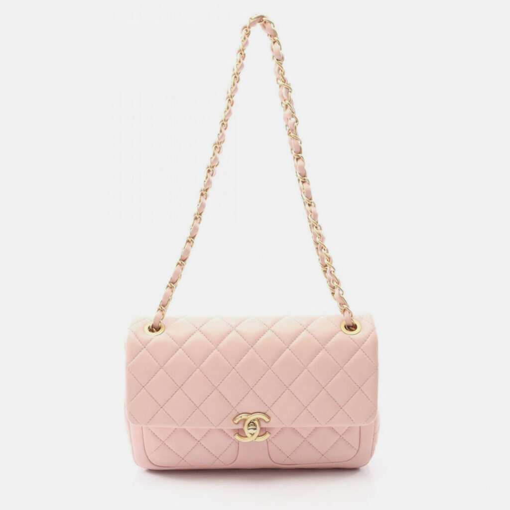 Chanel CC Turnlock Pink Quilted Leather Shoulder Bag