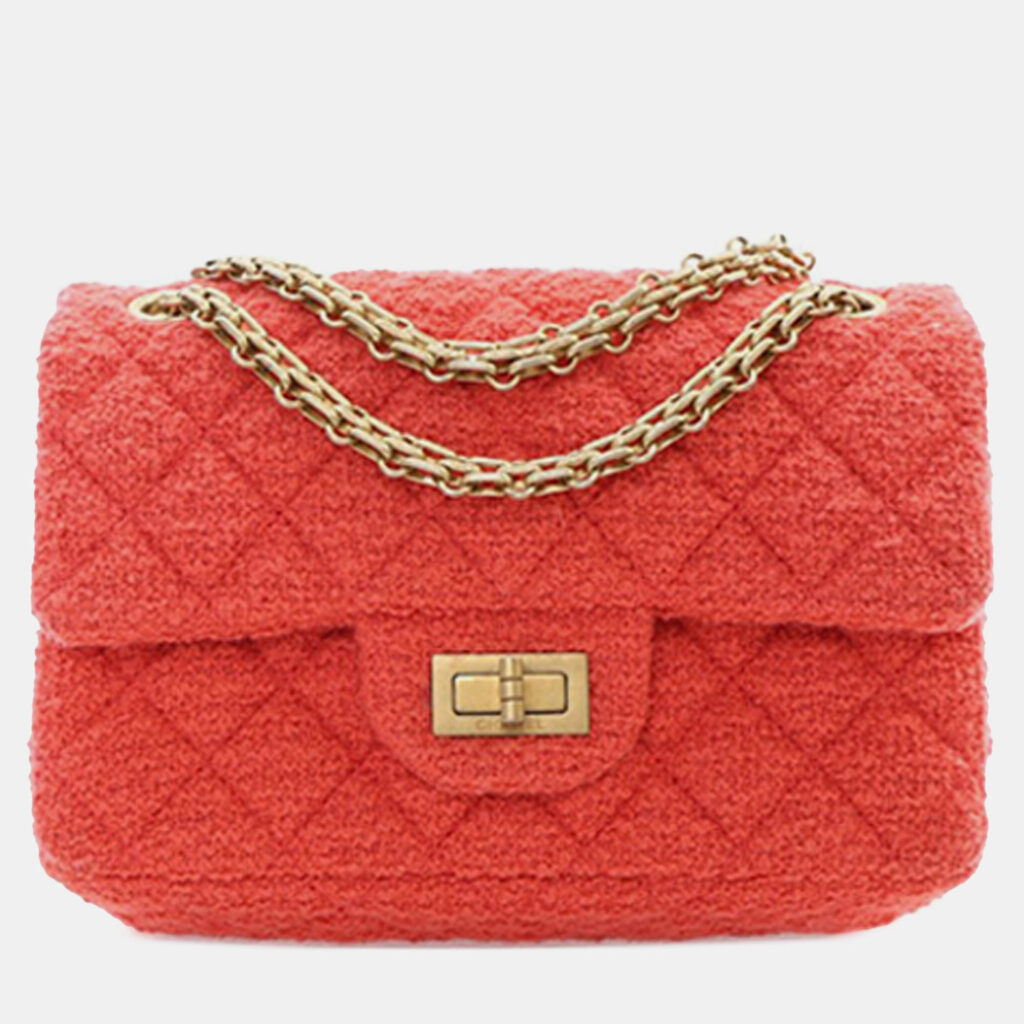 Chanel Red Mini Reissue 2.55 Tweed Single Flap 224 Chanel Red Mini Reissue 2.55 Tweed Single Flap 224