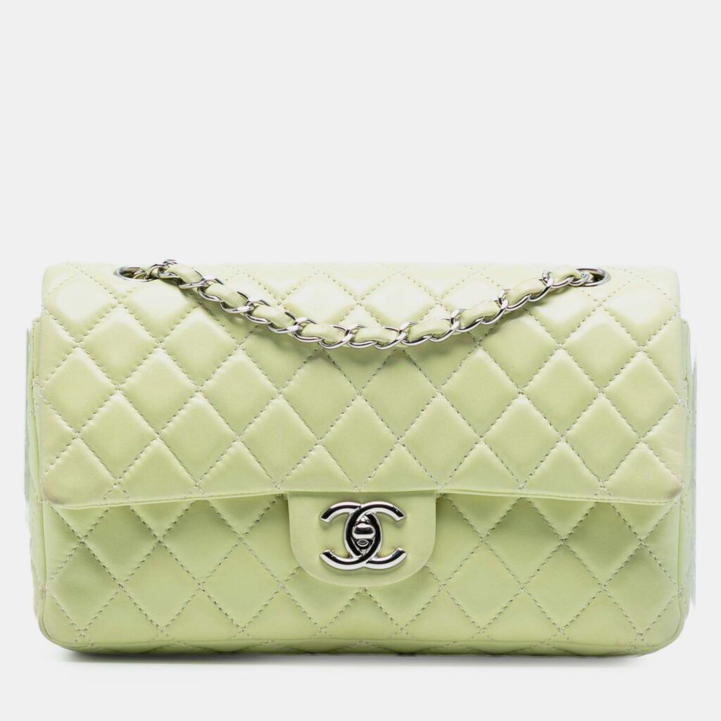 Chanel Classic Double Flap Medium Lambskin Leather Shoulder Bag