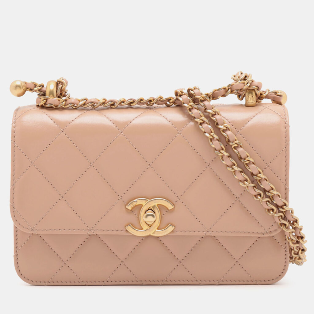 Chanel Beige Mini Quilted Lambskin Perfect Fit Flap