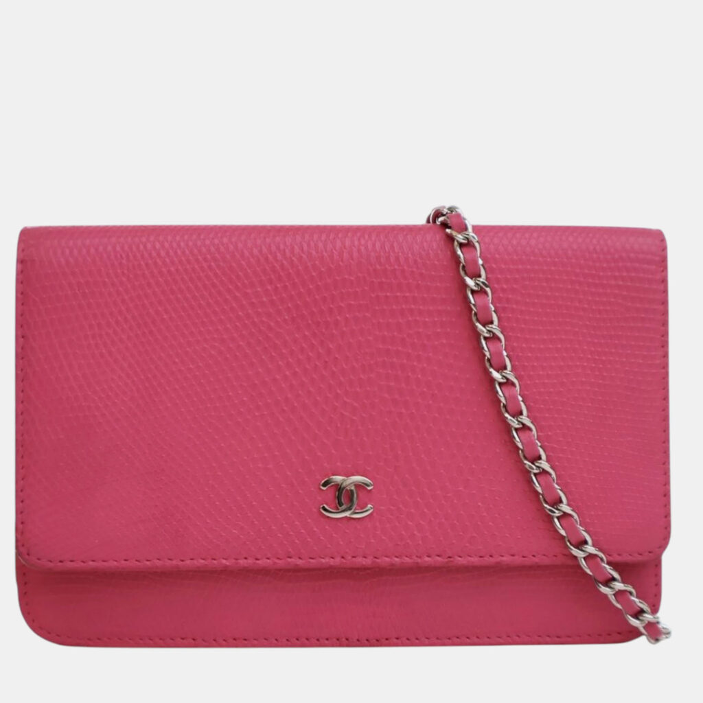 Chanel CC Lizard Embossed Calfskin Leather Wallet on Chain Bag