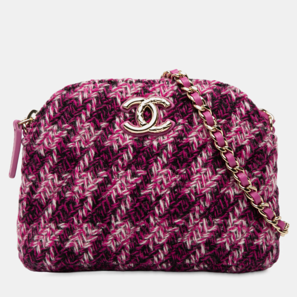 Chanel CC Houndstooth Tweed Clutch On Chain Bag