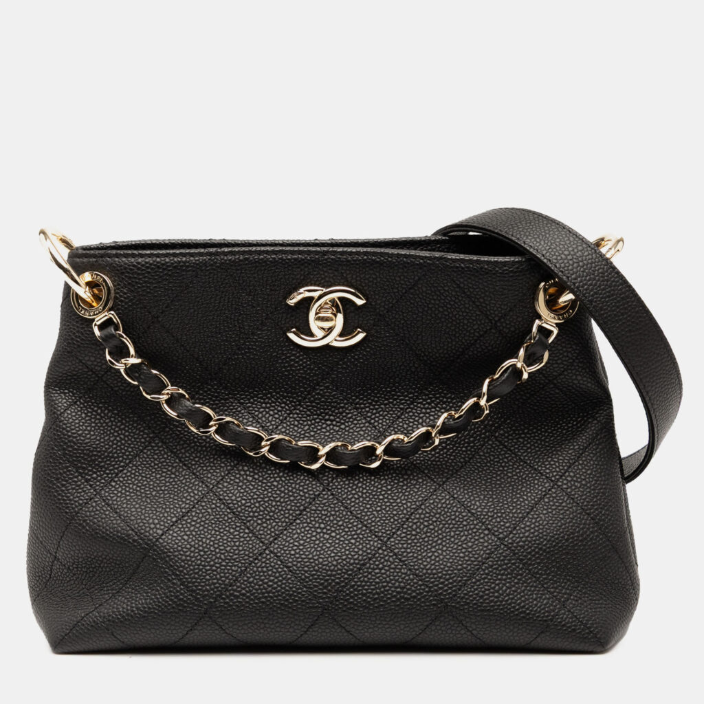Chanel Quilted City Walk Small Caviar Leather Hobo Bag Chanel Quilted City Walk Small Caviar Leather Hobo Bag