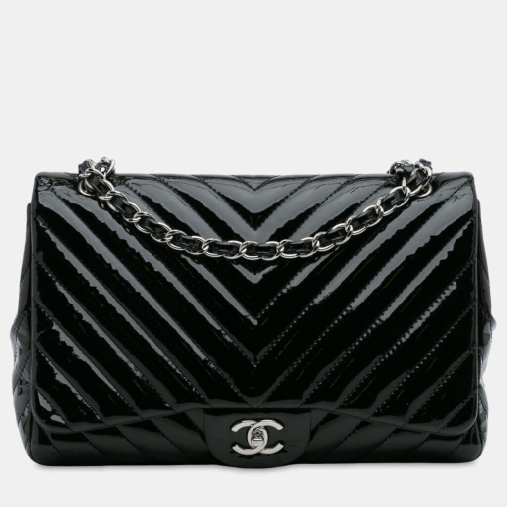 luxury-women-chanel-used-handbags-p1237659-008-1.jpg Chanel Classic Chevron Single Flap Jumbo Patent Leather Shoulder Bag