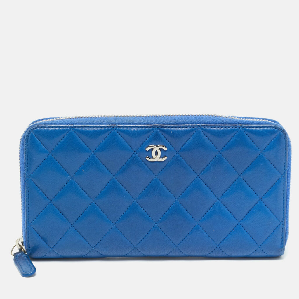 Chanel Blue Quilted Leather CC Zip Around Wallet Chanel Blue Quilted Leather CC Zip Around Wallet