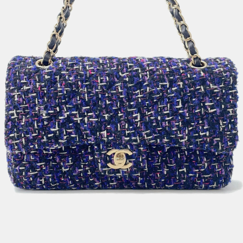 Chanel Matelasse Double Flap Chain shoulder Purple/Black Tweed Size 25 Chanel Matelasse Double Flap Chain shoulder Purple/Black Tweed Size 25