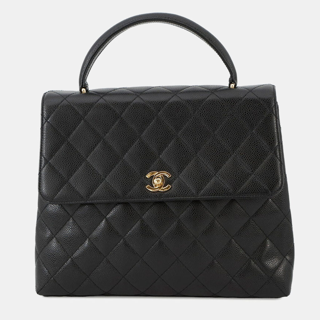 Chanel Cc Logo Handbag Black Caviar Leather Chanel Cc Logo Handbag Black Caviar Leather