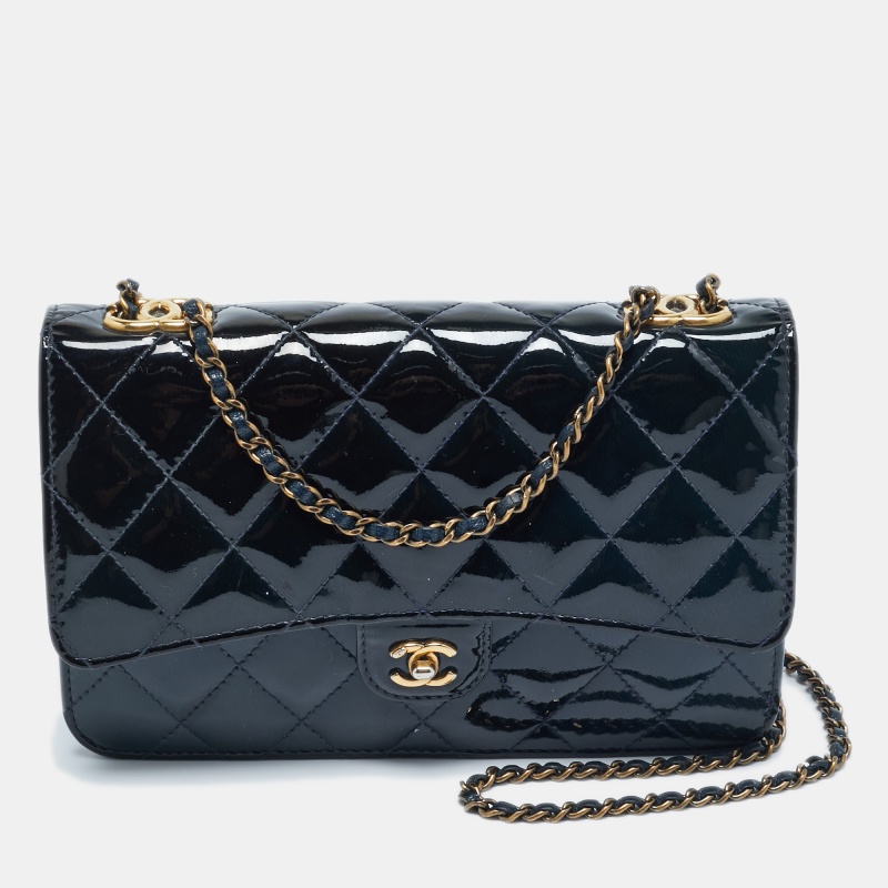 luxury-women-chanel-used-handbags-p1238214-1761281564-013-1.jpg Chanel Navy Blue Quilted Patent Leather WOC Bag