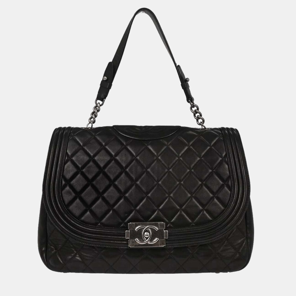 luxury-women-chanel-used-handbags-p1238386-006-1.jpg Chanel Black Lambskin Antik Boy Flap Handbag
