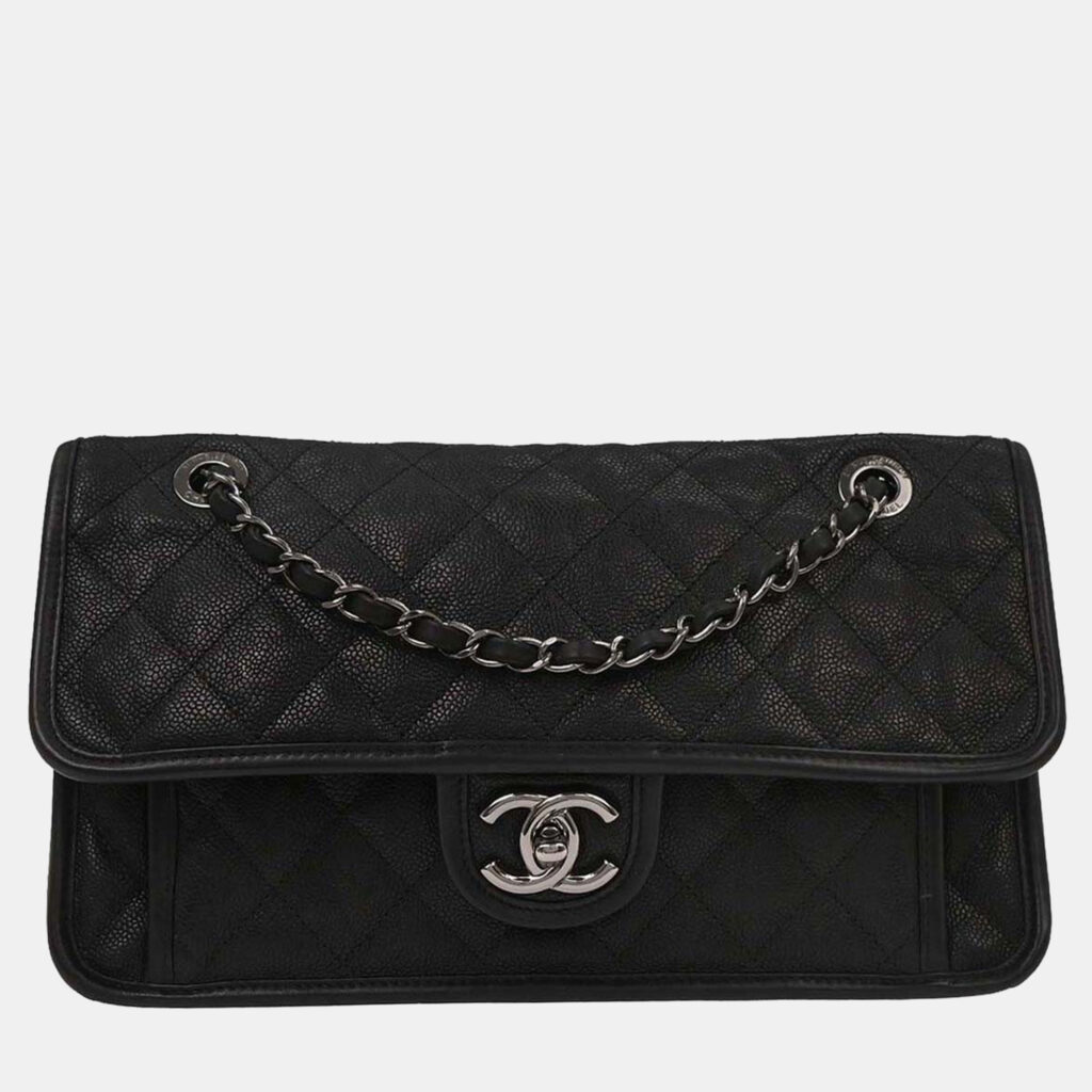 Chanel Black Calfskin French Riviera Shoulder Bag Chanel Black Calfskin French Riviera Shoulder Bag