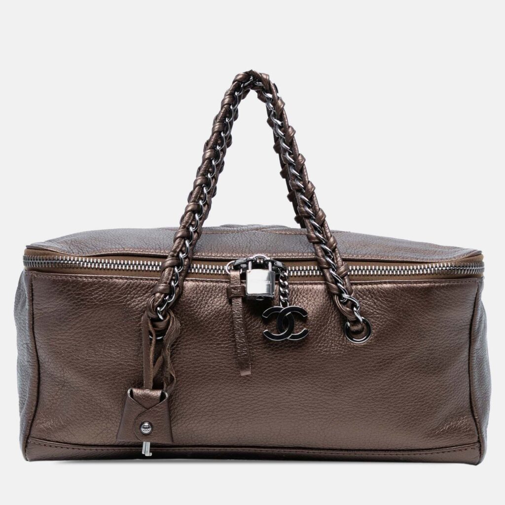Chanel Brown Large CC Luxe Ligne Bowler Handbag Chanel Brown Large CC Luxe Ligne Bowler Handbag