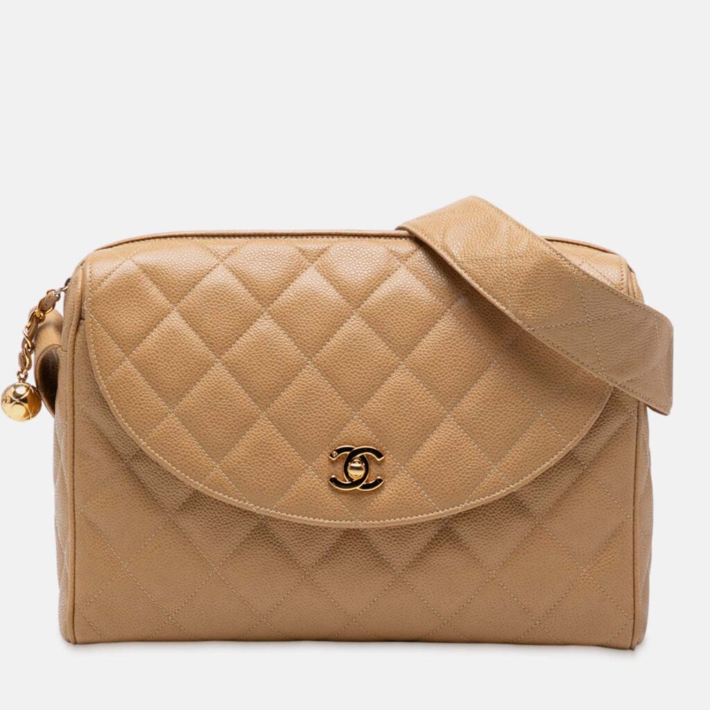 Chanel Beige CC Quilted Caviar Camera Bag Chanel Beige CC Quilted Caviar Camera Bag