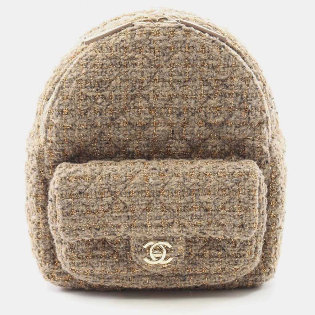 Chanel Matelasse Backpack Fabric Leather Beige Chanel Matelasse Backpack Fabric Leather Beige