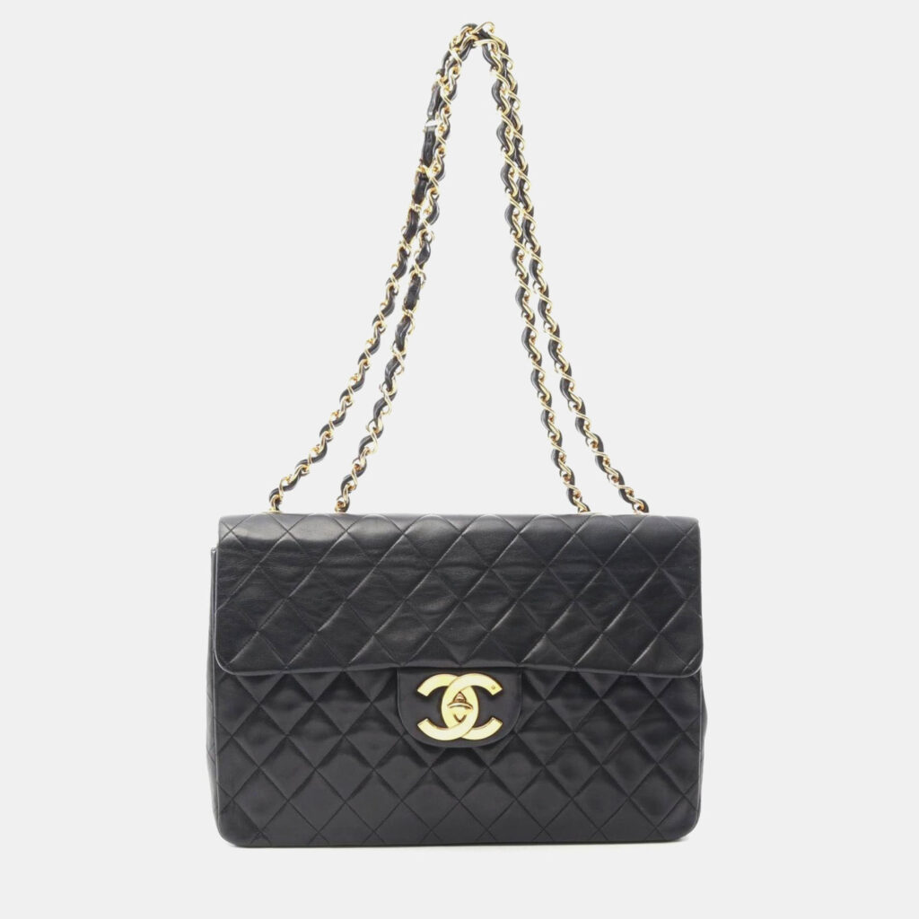 Chanel Deca Matelasse 34 Shoulder Bag Lambskin Sheepskin Black Chanel Deca Matelasse 34 Shoulder Bag Lambskin Sheepskin Black