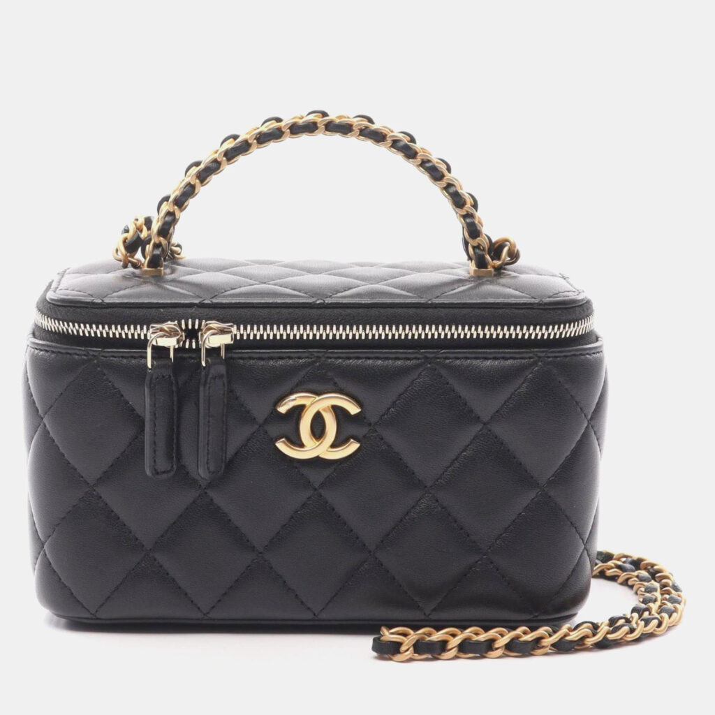Chanel Matelasse Shoulder Bag Lambskin Leather Black Chanel Matelasse Shoulder Bag Lambskin Leather Black