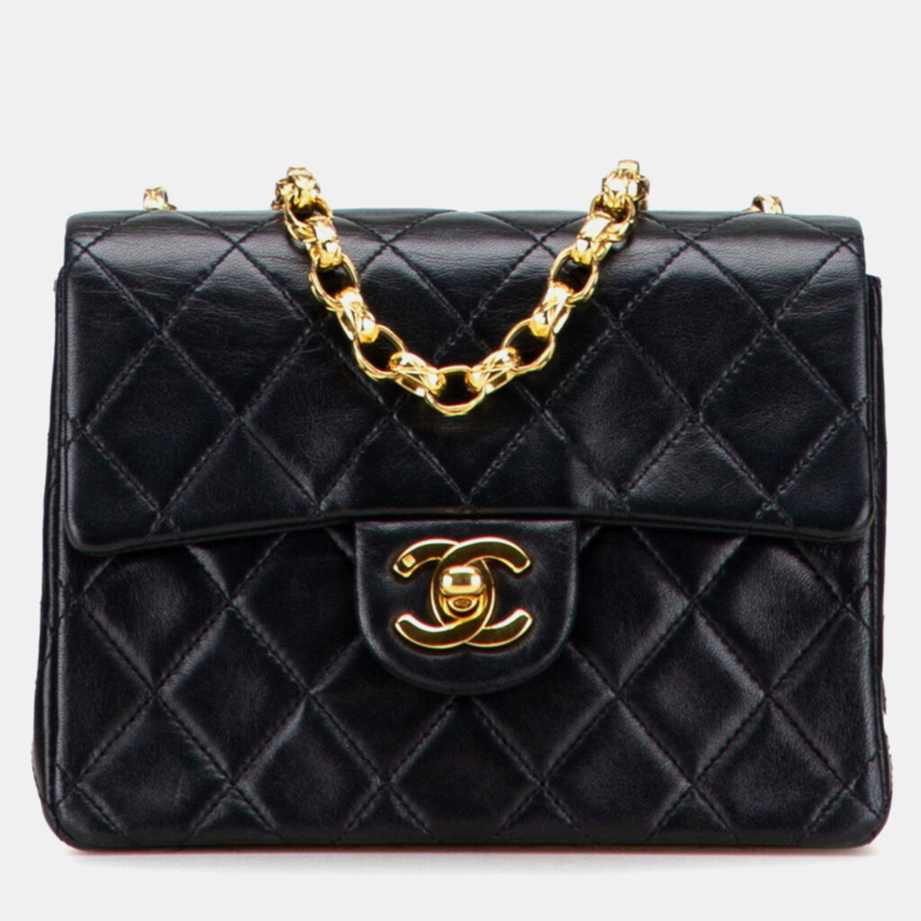Chanel Mini Matelasse Coco Mark Chain Shoulder Bag In Black Lambskin