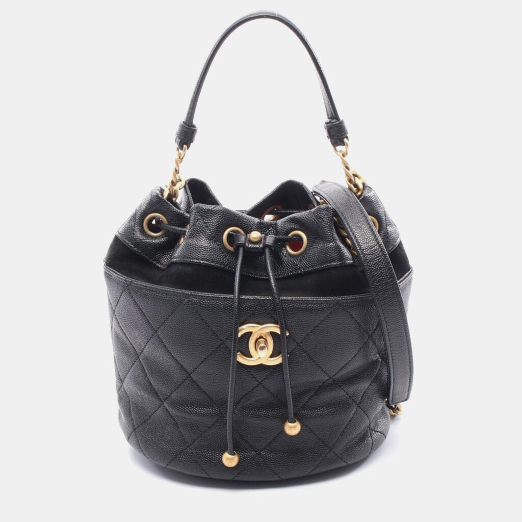 Chanel Matelasse Mini Bucket Shoulder Bag In Grained Calfskin Caviar Black Chanel Matelasse Mini Bucket Shoulder Bag In Grained Calfskin Caviar Black