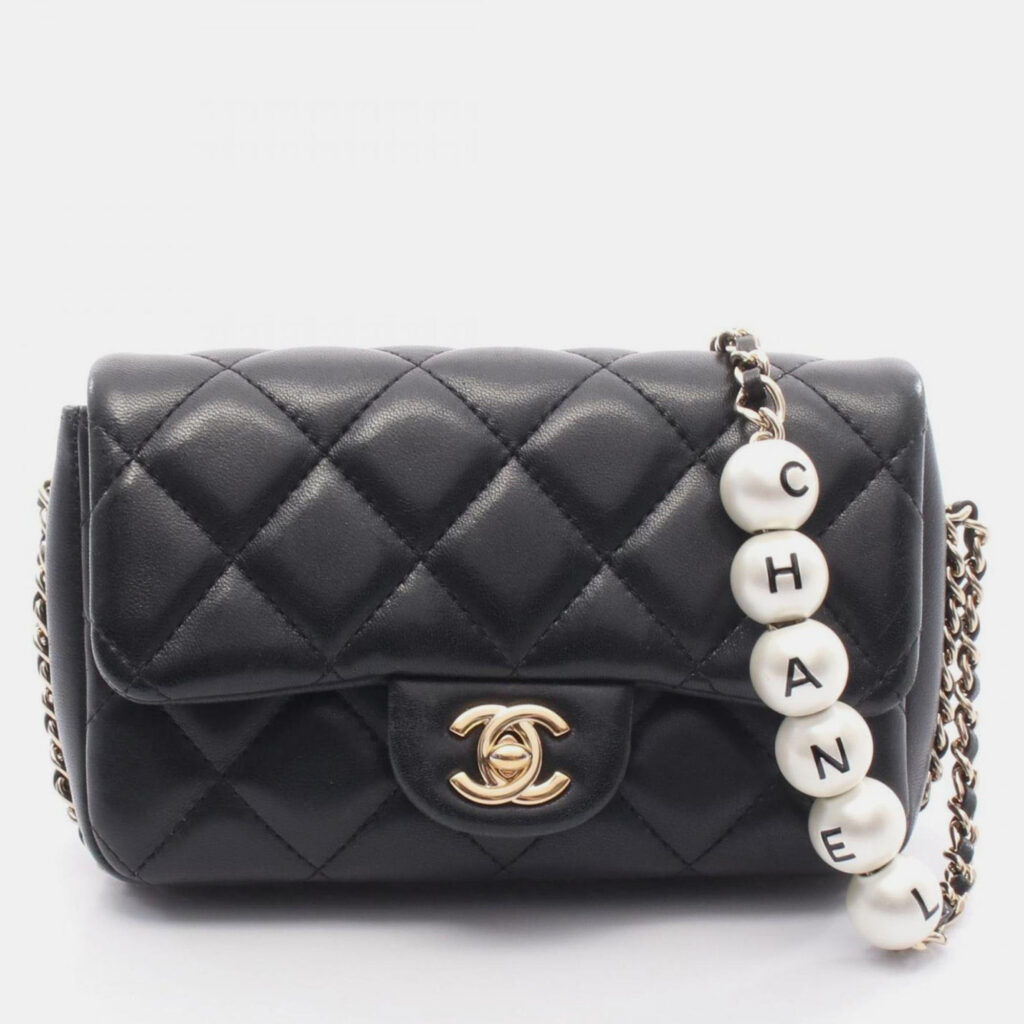 Chanel Matelasse Small Flap Shoulder Bag In Lambskin Leather Black Chanel Matelasse Small Flap Shoulder Bag In Lambskin Leather Black