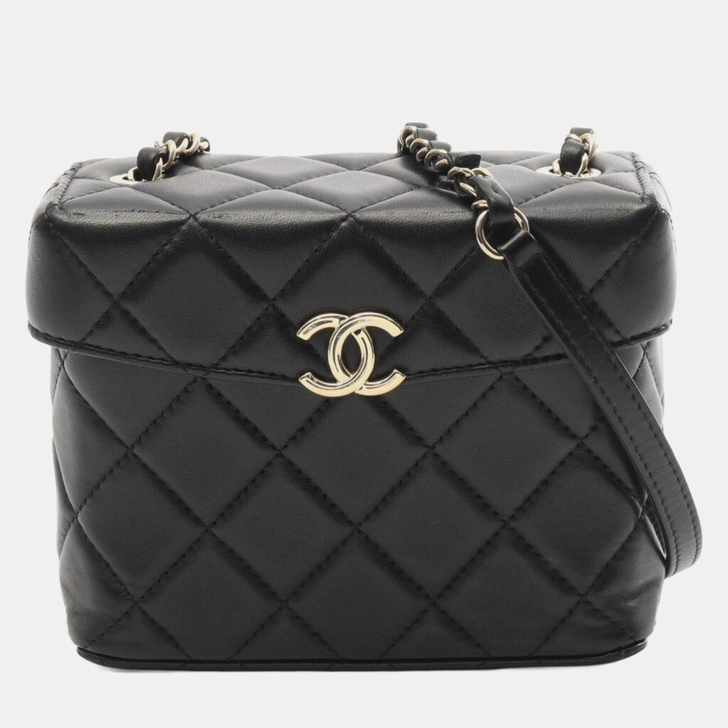 Chanel Matelasse Small Box Shoulder Bag In Lambskin Leather Black Chanel Matelasse Small Box Shoulder Bag In Lambskin Leather Black