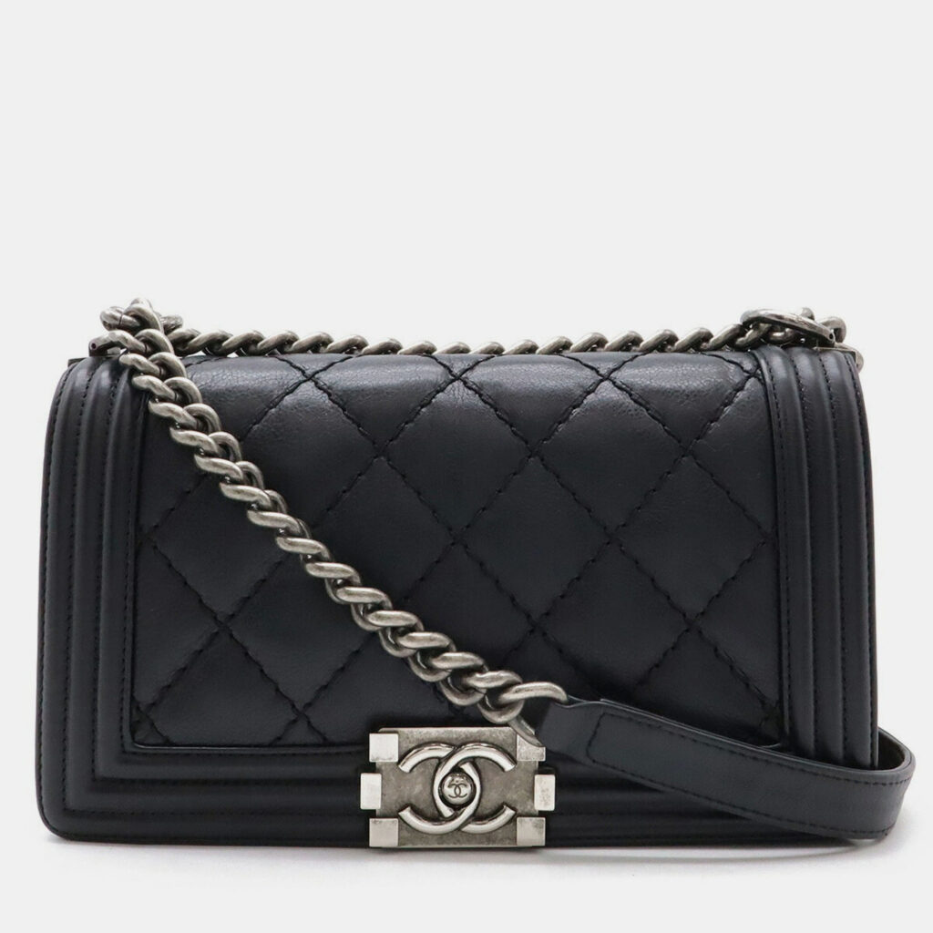Chanel Boy Chanel 25 Wild Stitch Matelasse Coco Mark Chain Shoulder Bag Leather Black Chanel Boy Chanel 25 Wild Stitch Matelasse Coco Mark Chain Shoulder Bag Leather Black
