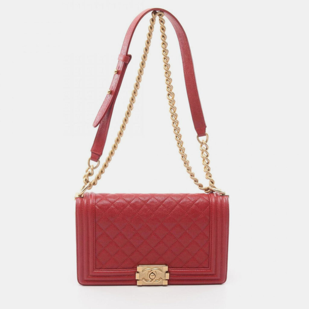 Chanel Boy Chanel Shoulder Bag Leather Grained Calfskin Red Chanel Boy Chanel Shoulder Bag Leather Grained Calfskin Red