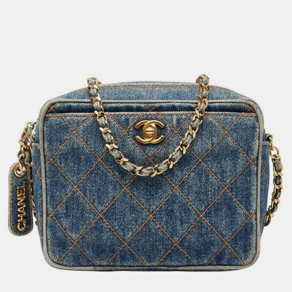 Chanel Coco Mark Matelasse Chain Shoulder Bag In Indigo Blue Denim Chanel Coco Mark Matelasse Chain Shoulder Bag In Indigo Blue Denim