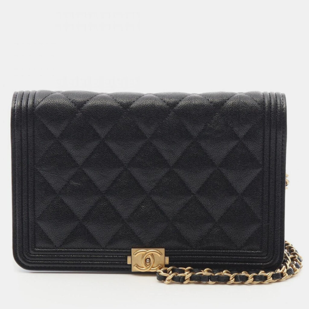 Chanel Boy Chanel Shoulder Bag In Grained Calfskin Leather Black Chanel Boy Chanel Shoulder Bag In Grained Calfskin Leather Black