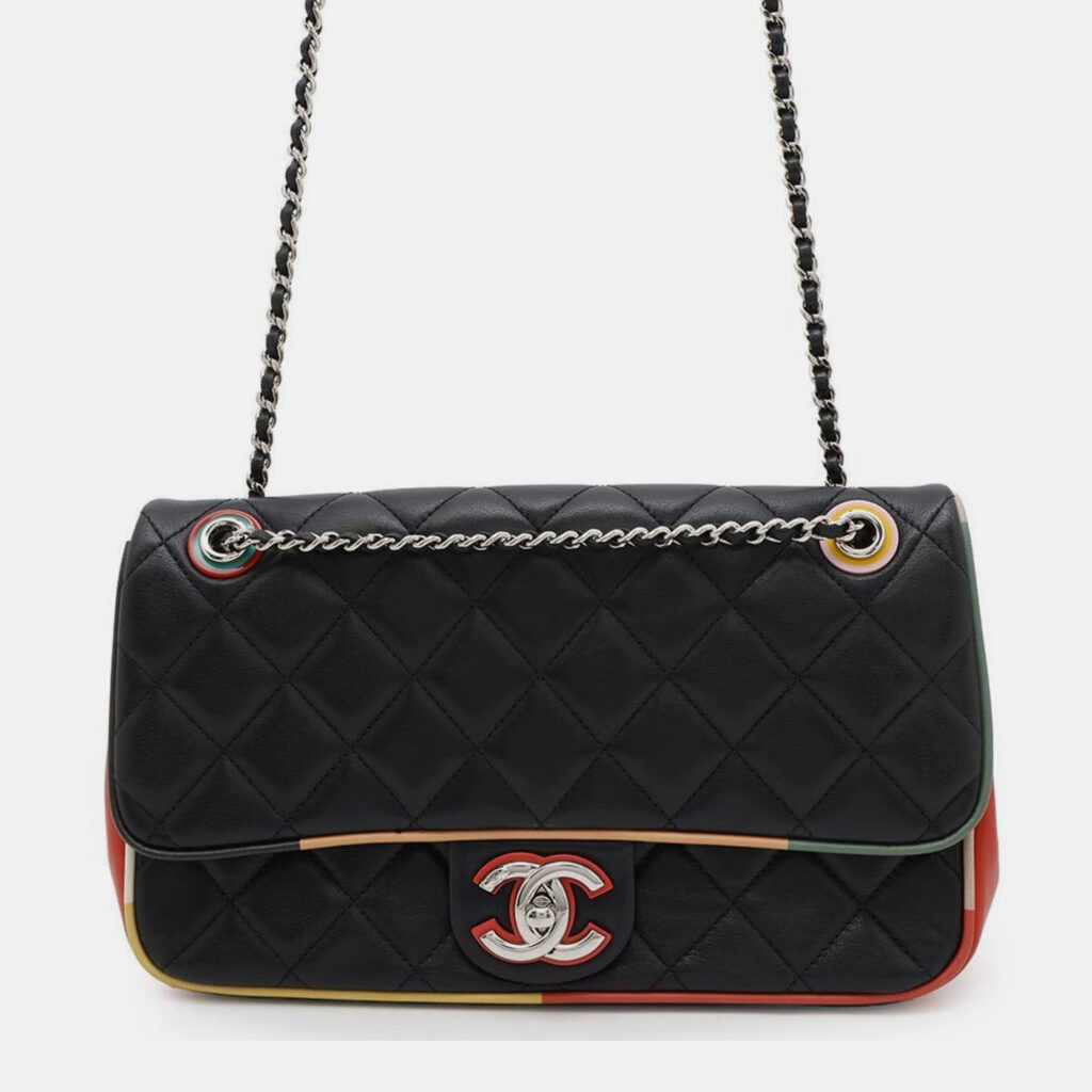 Chanel Chain Shoulder Bag Coco Mark Matelasse Lambskin Black Chanel Chain Shoulder Bag Coco Mark Matelasse Lambskin Black