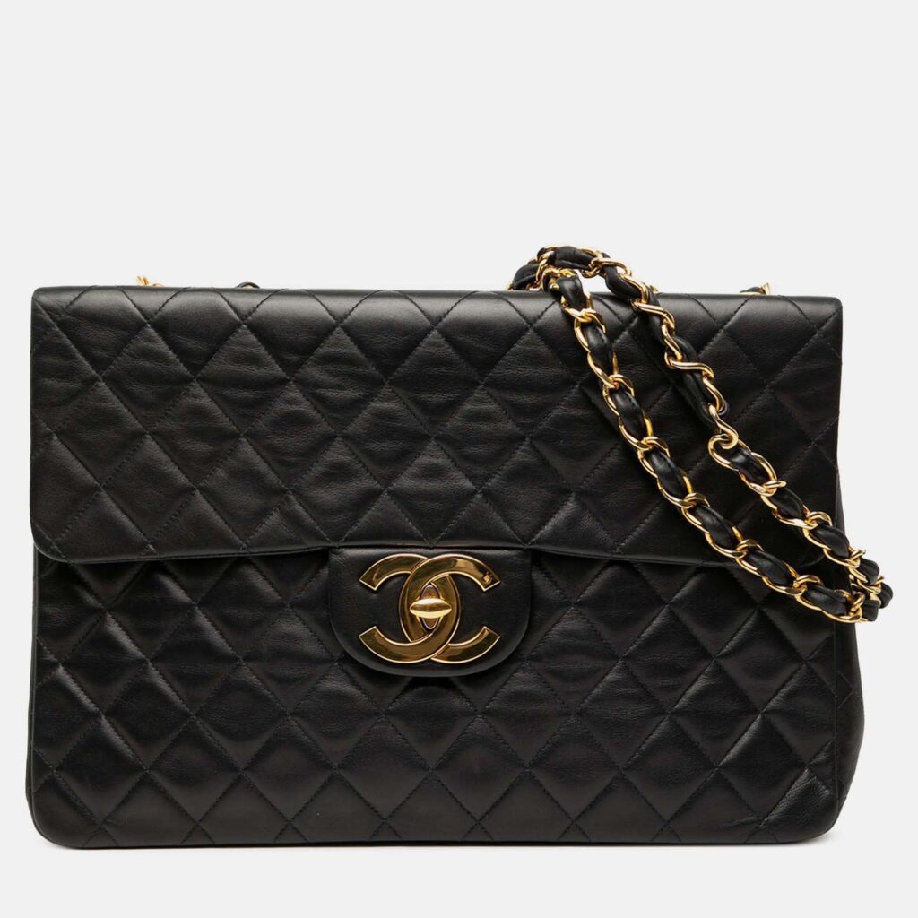 Chanel Black Maxi XL Classic Lambskin Single Flap Chanel Black Maxi XL Classic Lambskin Single Flap