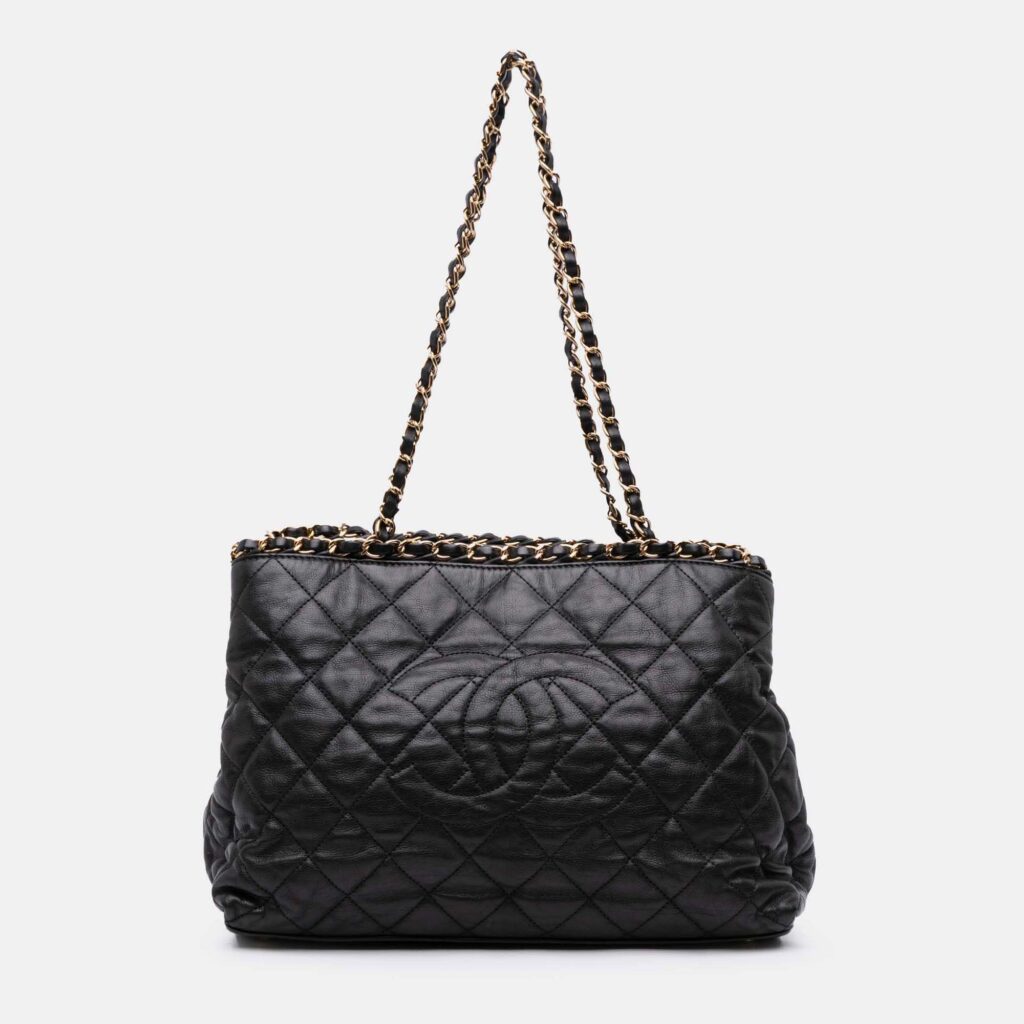 Chanel Black Small Quilted Calfskin Chain Me Tote Chanel Black Small Quilted Calfskin Chain Me Tote