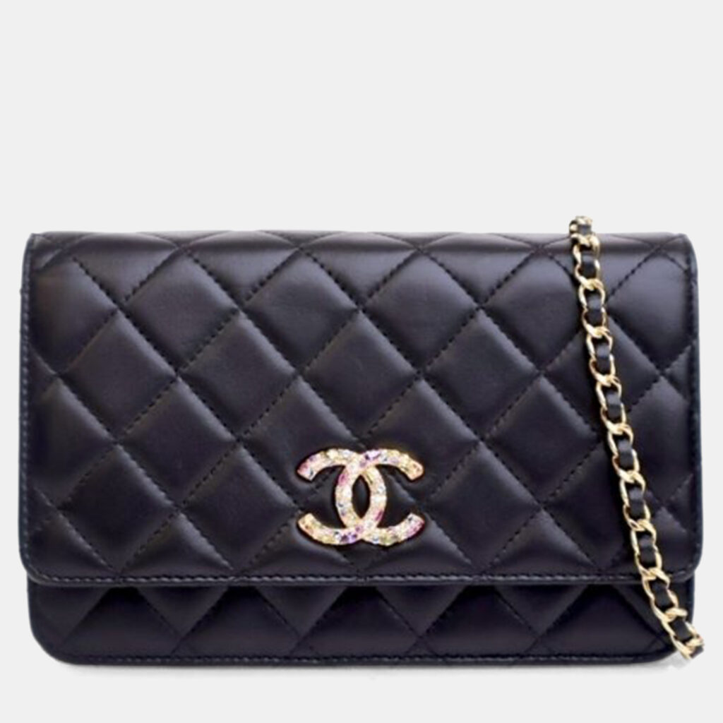 Chanel Lambskin Crystal CC Wallet On Chain Chanel Lambskin Crystal CC Wallet On Chain