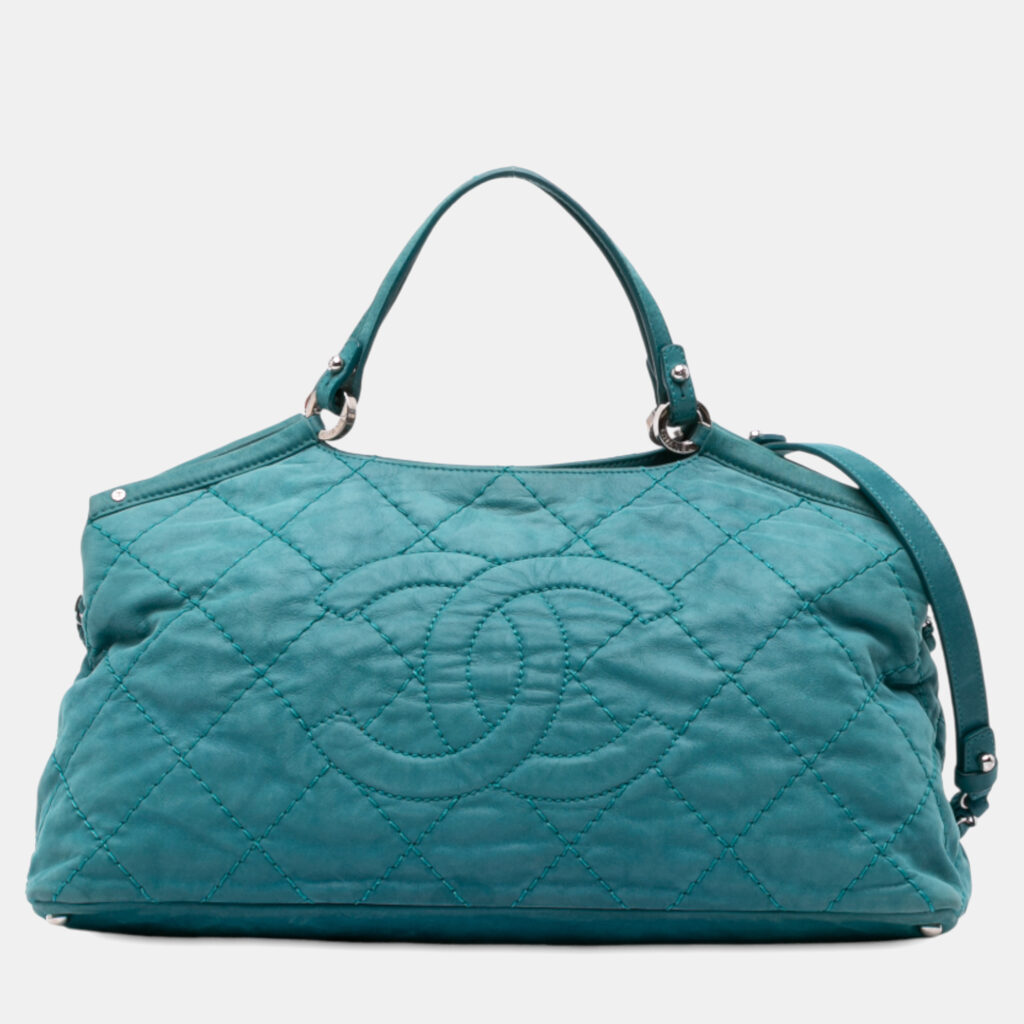 Chanel Blue Small Iridescent Calfskin Sea Hit Tote Chanel Blue Small Iridescent Calfskin Sea Hit Tote